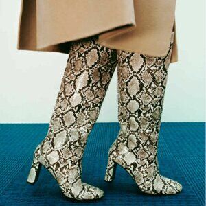 Zara Snake Print Heel Boots 37